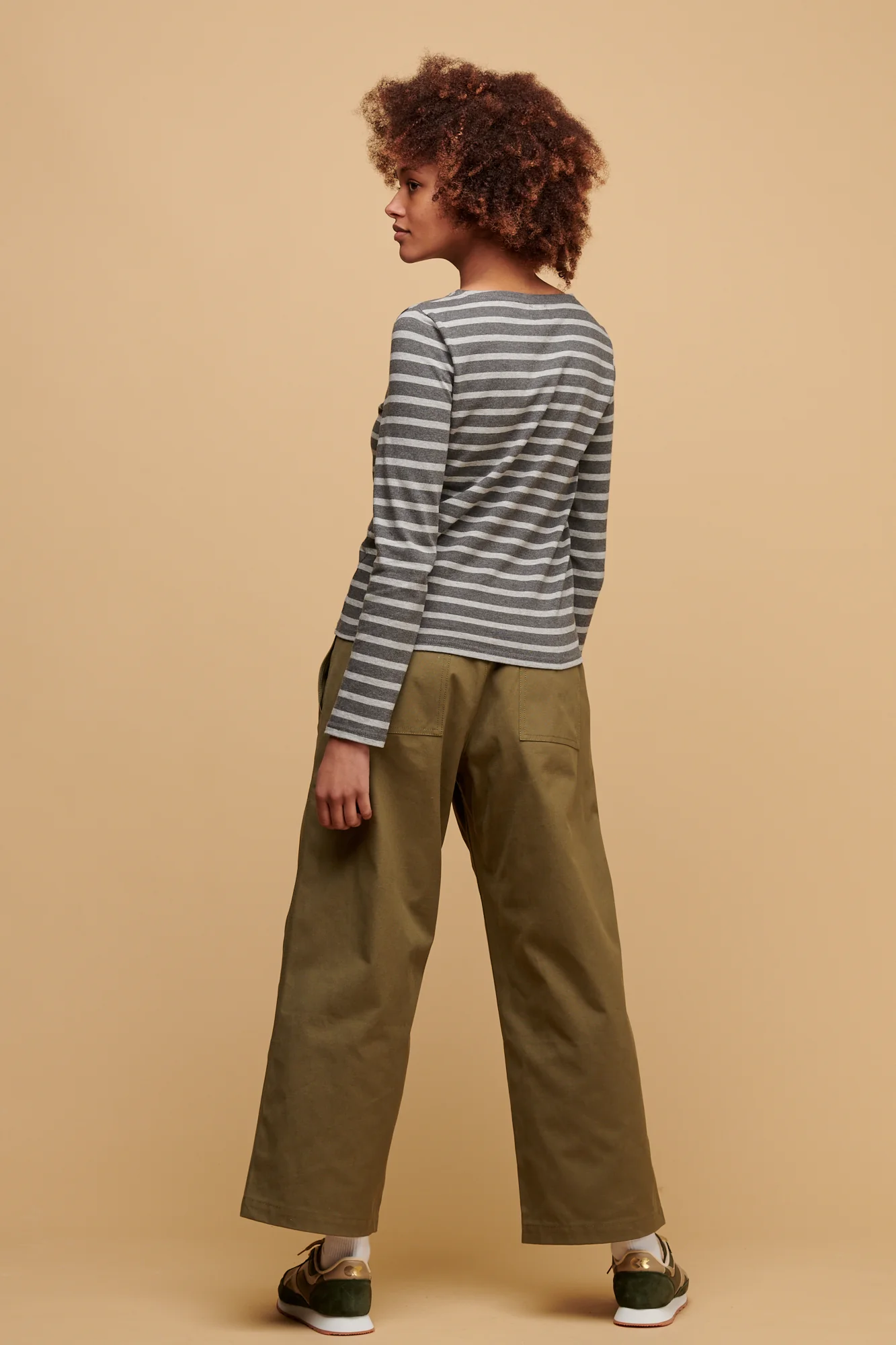 Camerawoman Drawstring Tapered Cotton Canvas Trousers - Olive - Image 3