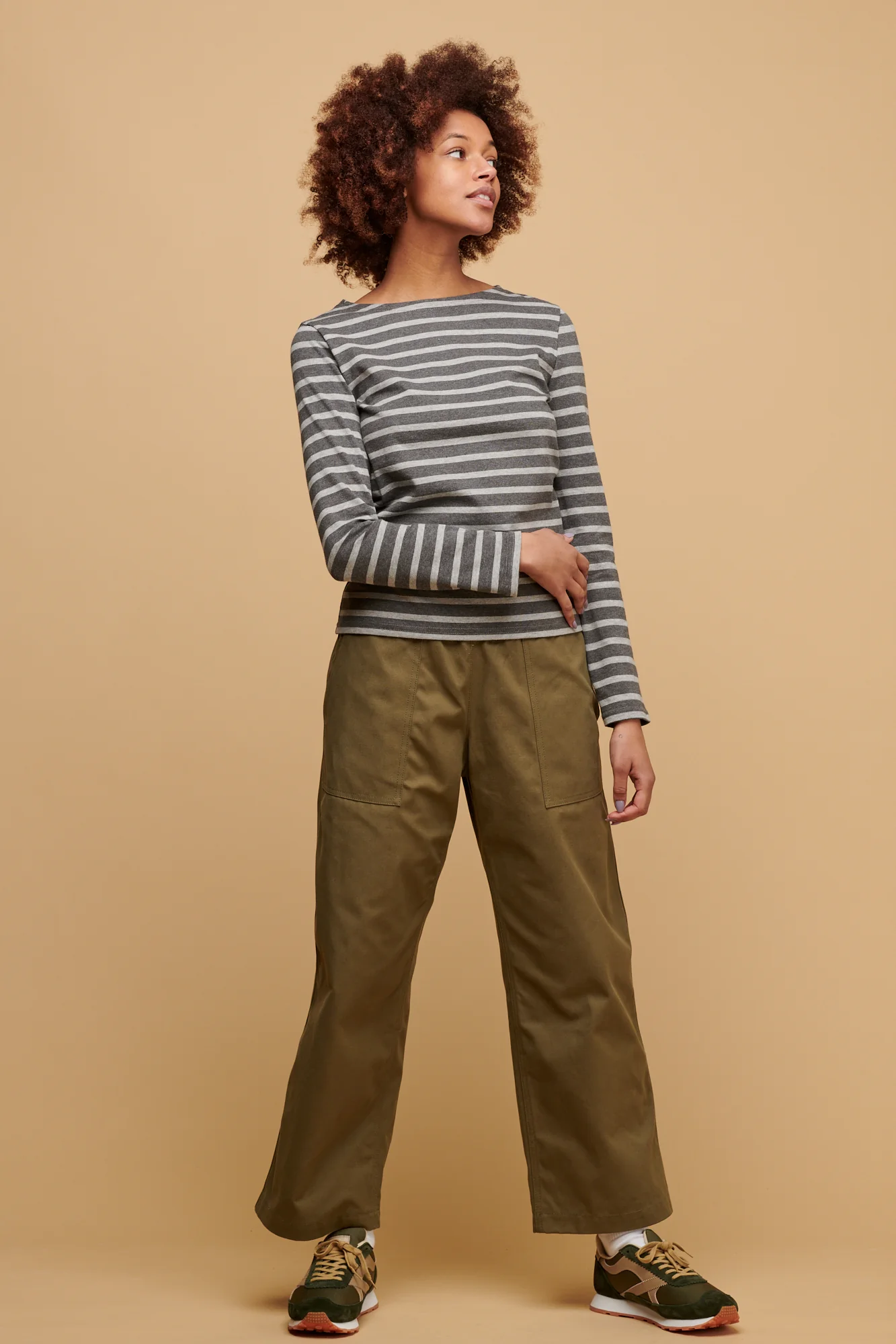 Camerawoman Drawstring Tapered Cotton Canvas Trousers - Olive - Image 4