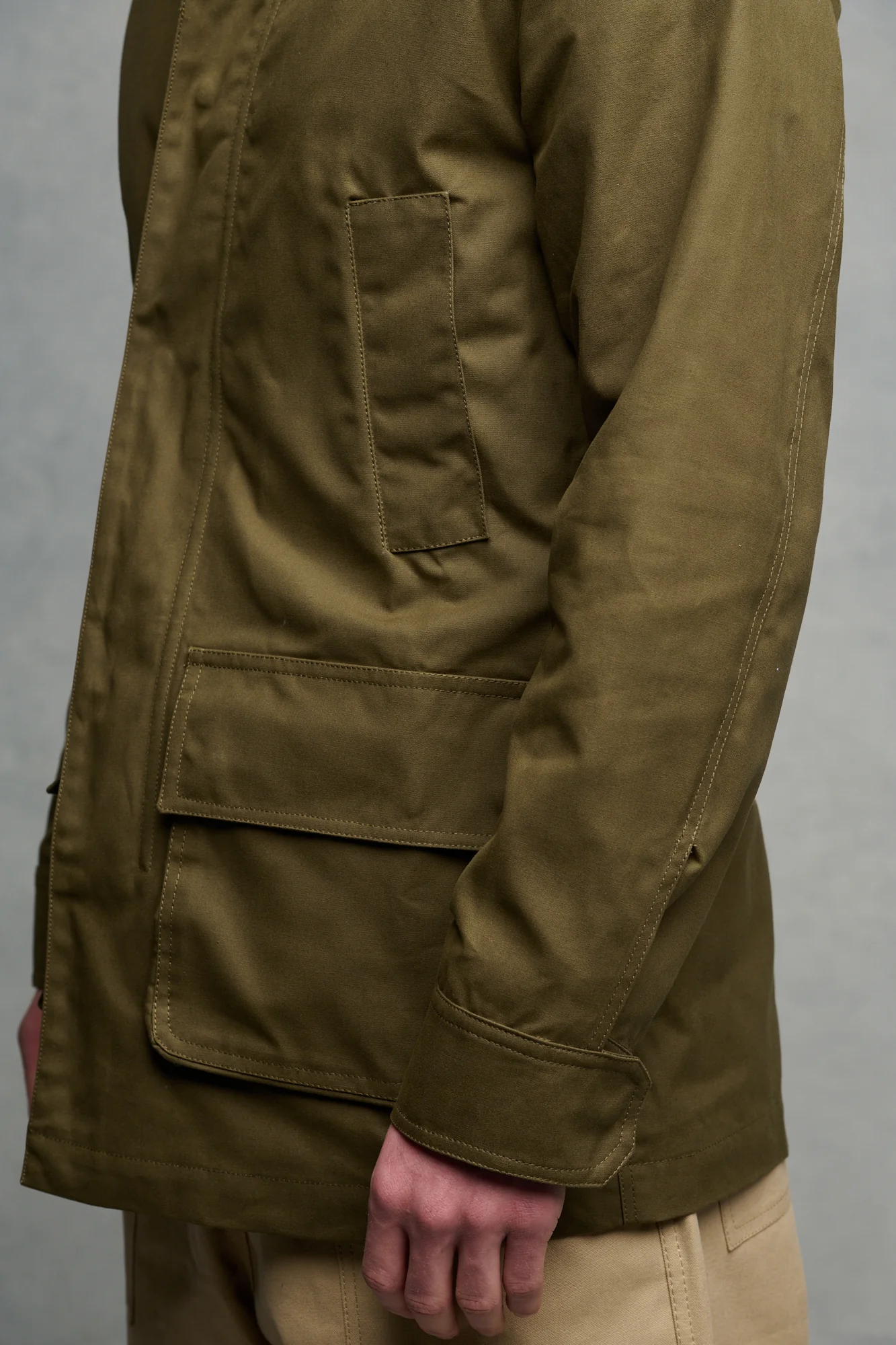 Men's Waxed Car Coat - Olive - Image 3