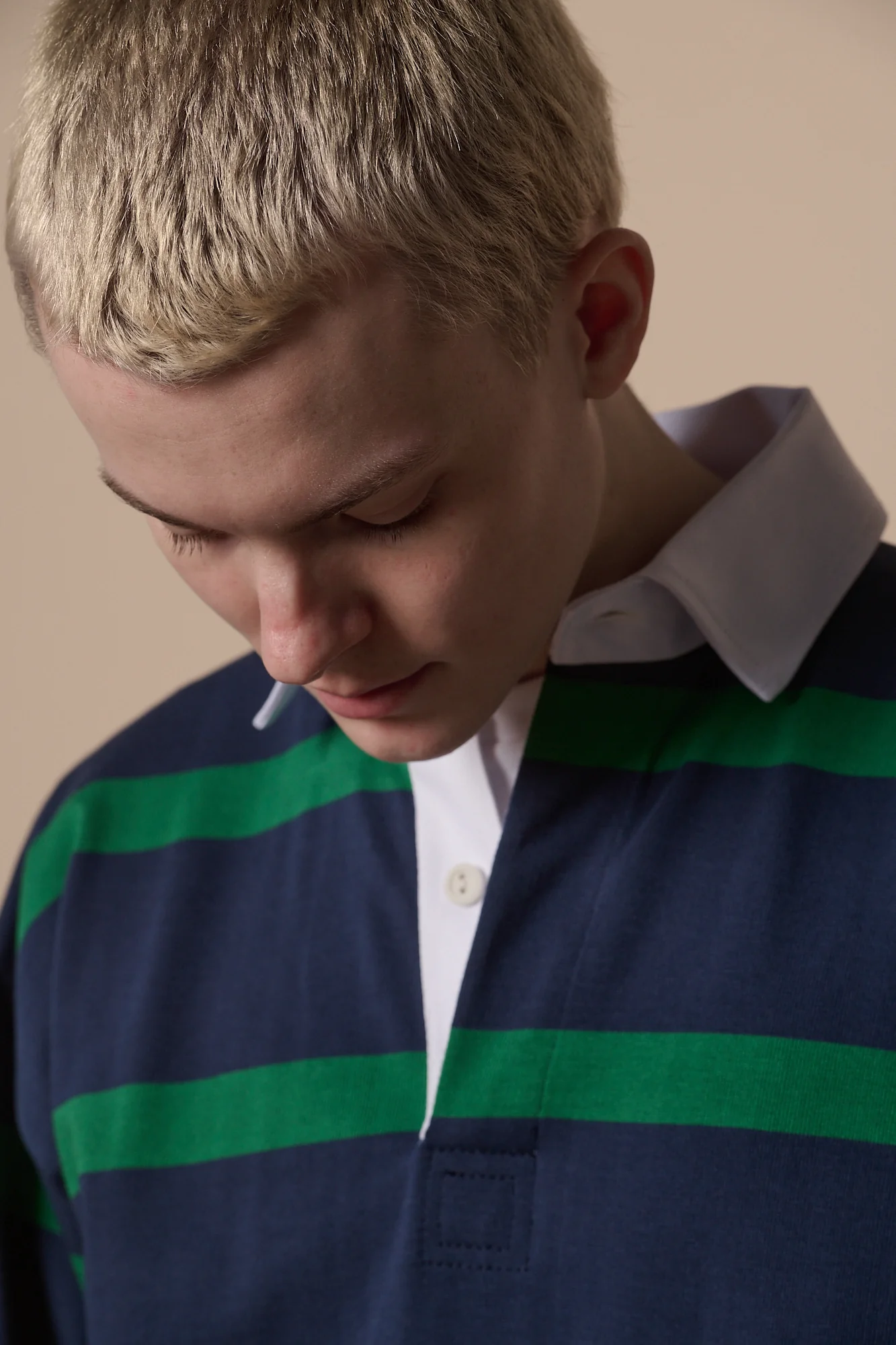 Striped Rugby Shirt - Navy/Emerald - Image 4