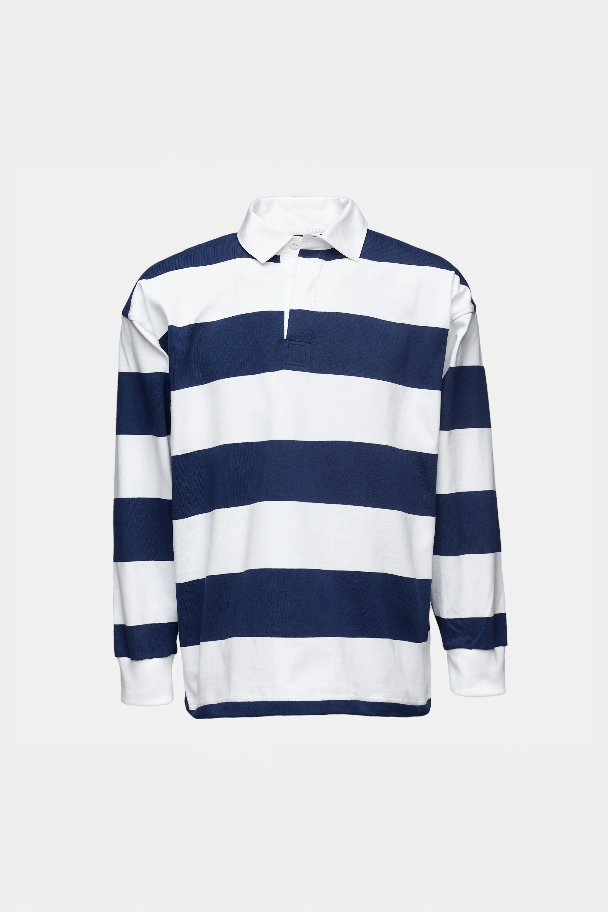 Wide Striped Rugby Shirt - Navy/White - Image 6