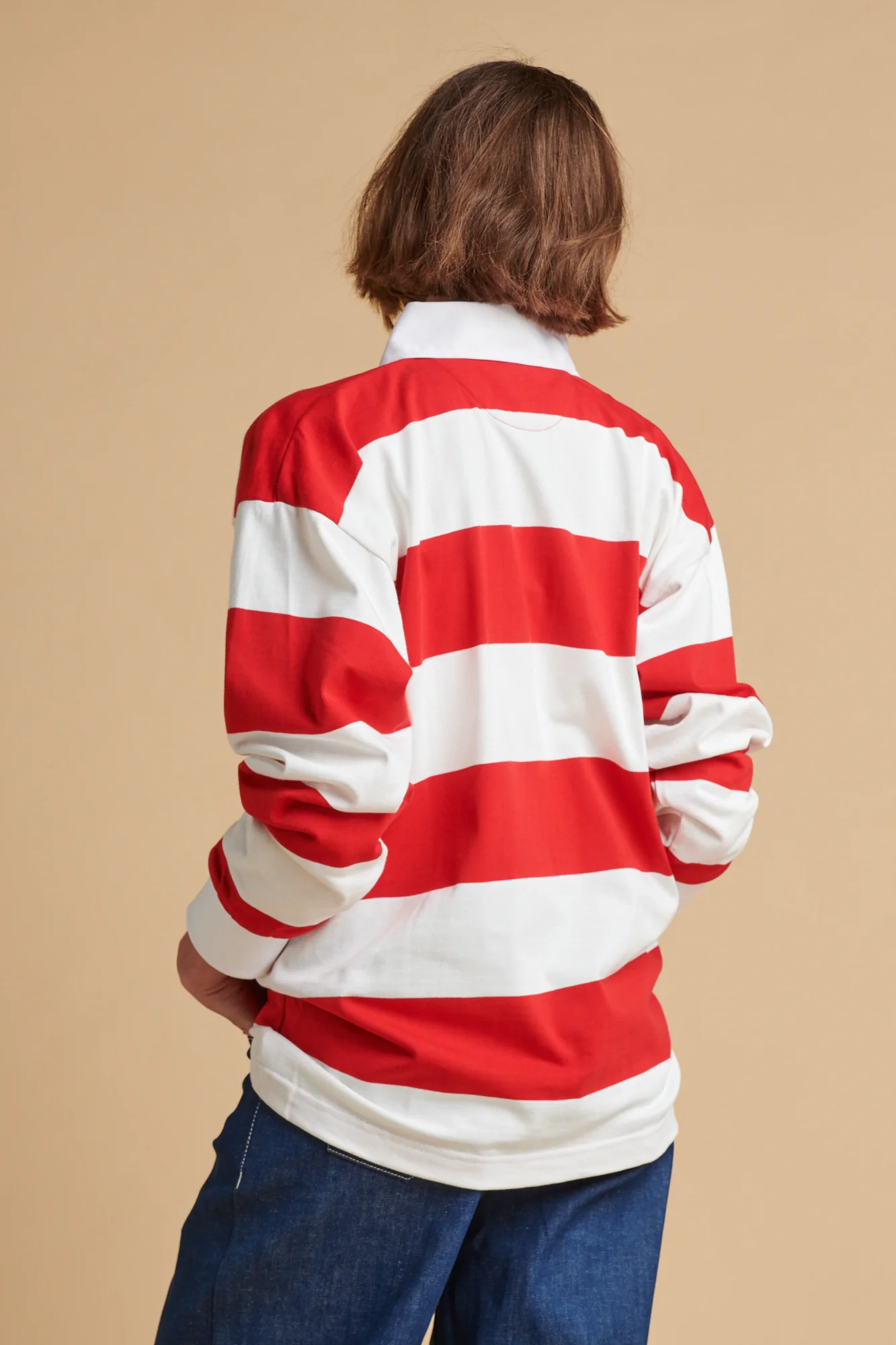 Wide Striped Rugby Shirt - Red/White - Image 3