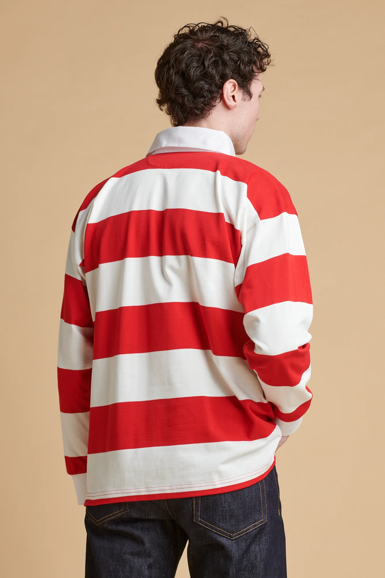 Wide Striped Rugby Shirt - Red/White - Image 5