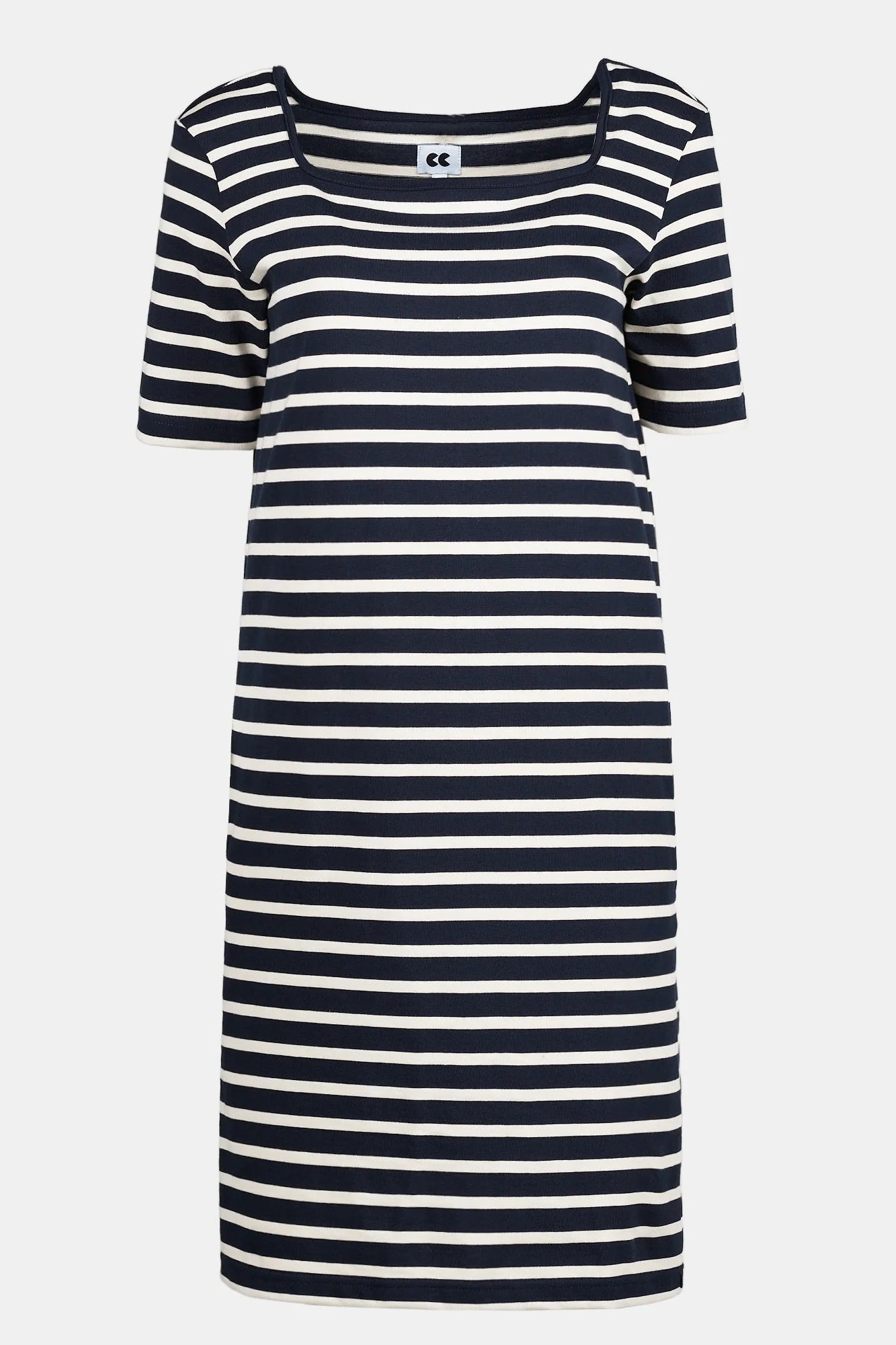 Women's Breton Square Neck Dress - Navy/Ecru - Image 4