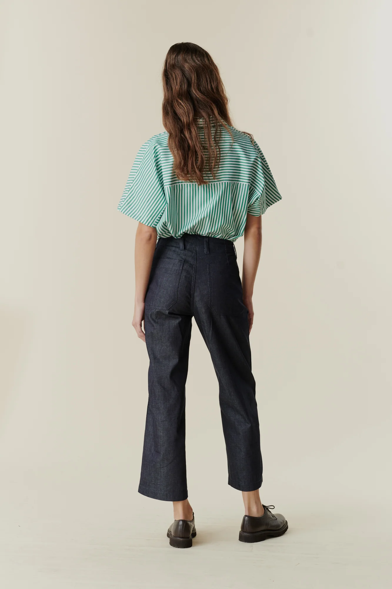 Women's Cropped Work Trousers - Denim - Image 6