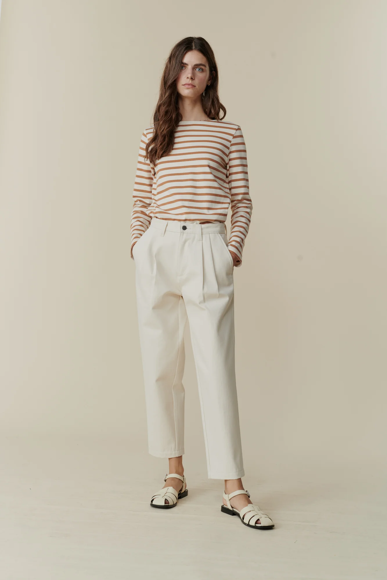 Women's Pleated Jeans - Ecru - Image 5