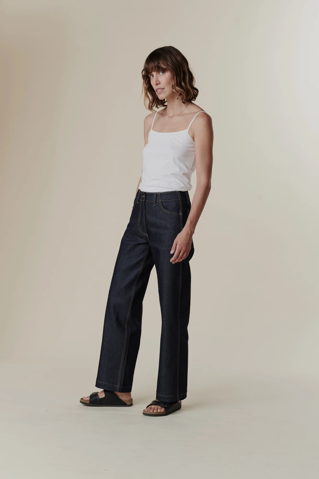 Women's Work Wide Straight Leg Denim Jeans - Indigo - Image 4