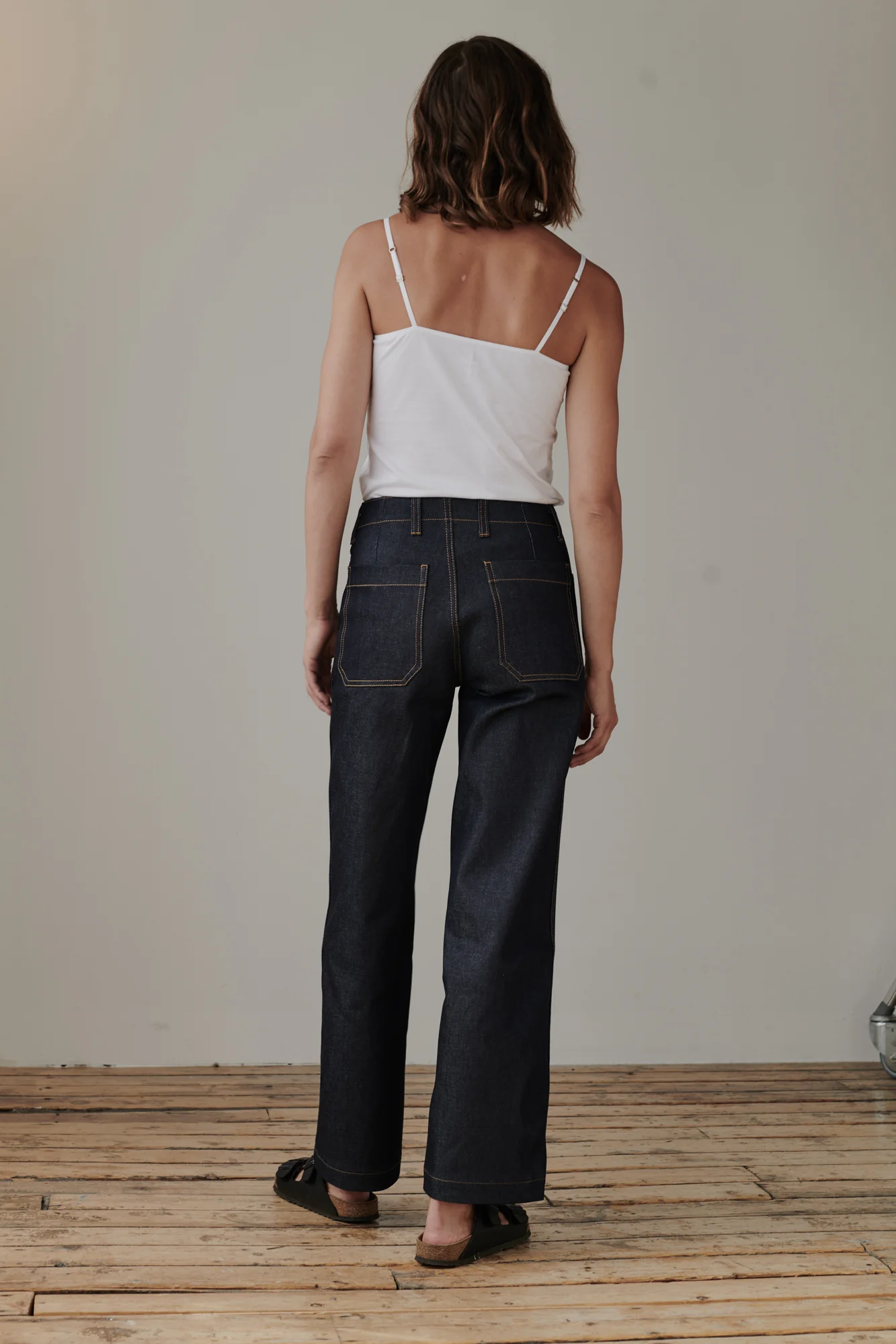 Women's Work Wide Straight Leg Denim Jeans - Indigo - Image 5